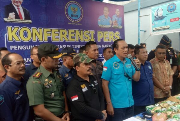 BNNK Aceh Tamiang hadiri Konferensi Pers Pengungkapan Kasus Tindak Pidana Narkotika di Kantor BNNK Langsa.